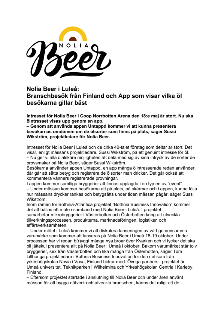 Nolia Beer i Luleå: Branschbesök från Finland och app som visar vilka öl besökarna gillar bäst