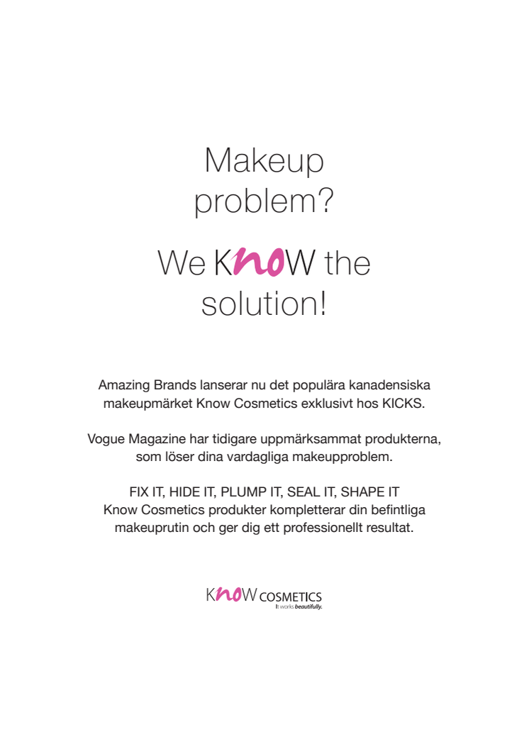 Amazing Brands lanserar Know Cosmetics exklusivt hos Kicks