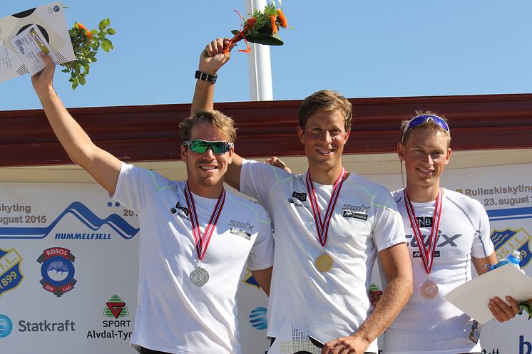 NM rulleskiskyting 2015 Jaktstart medaljevinnere menn