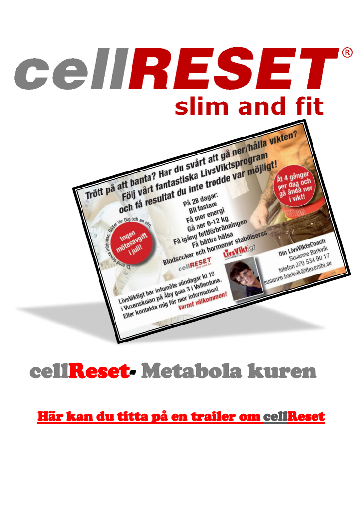 CellReset-livsstilsprogram för  bättre hälsa!