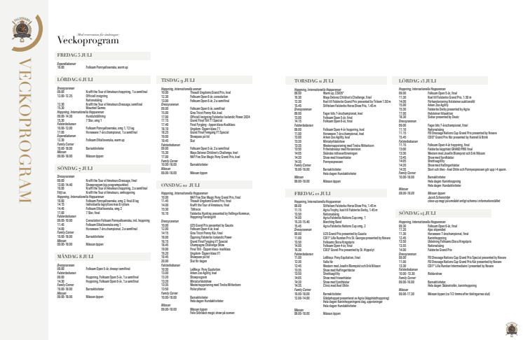 Veckorogram Falsterbo Horse Show 2024
