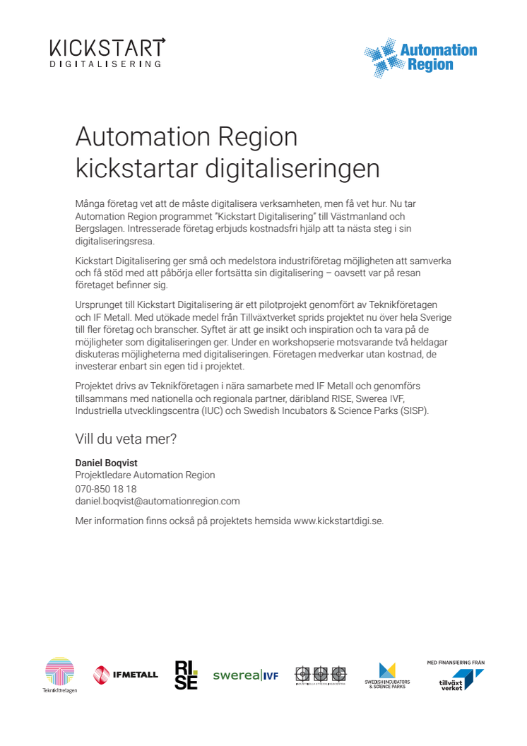 Automation Region kickstartar digitaliseringen