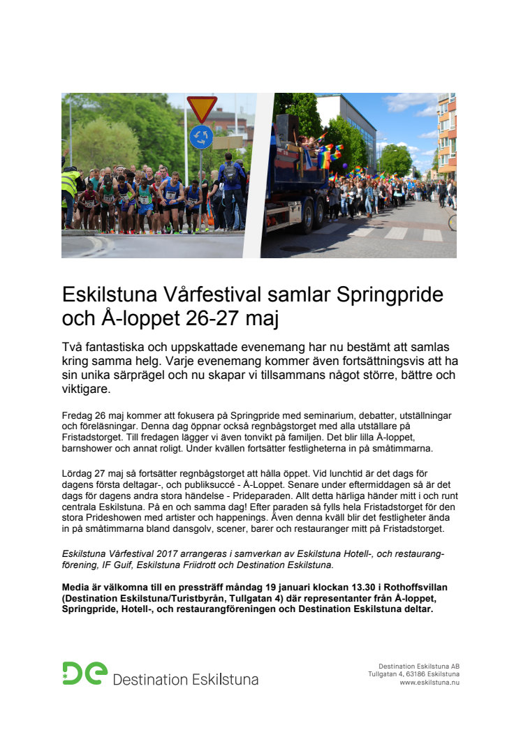 ​Eskilstuna Vårfestival samlar Springpride och Å-loppet 26-27 maj
