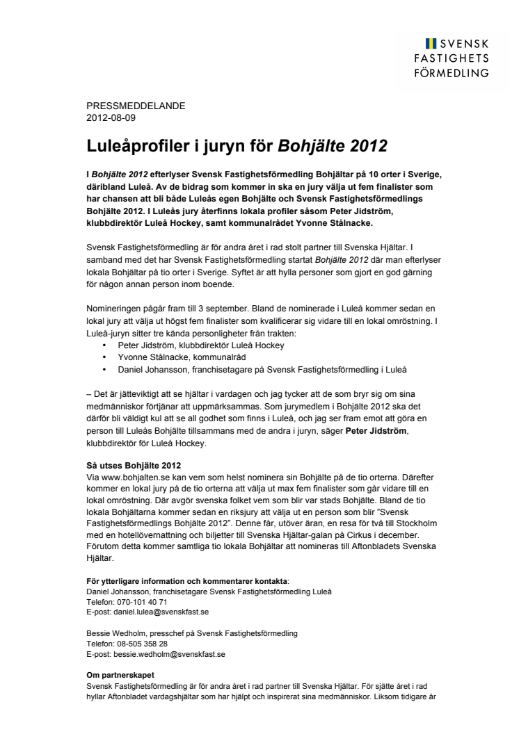 Luleåprofiler i juryn för Bohjälte 2012