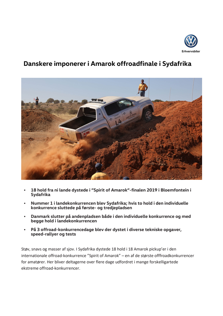 Danskere imponerer i Amarok offroadfinale i Sydafrika