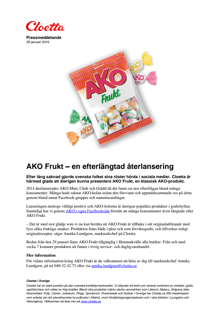 AKO Frukt – en efterlängtad återlansering