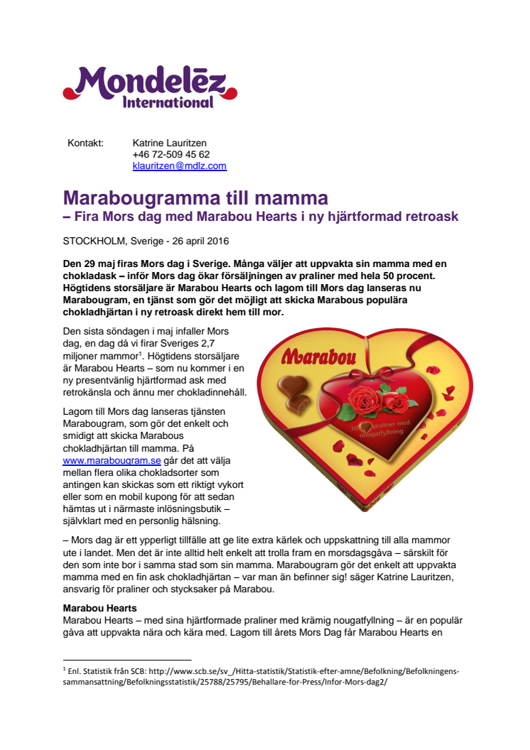 Marabougramma till mamma – Fira Mors dag med Marabou Hearts i ny hjärtformad retroask