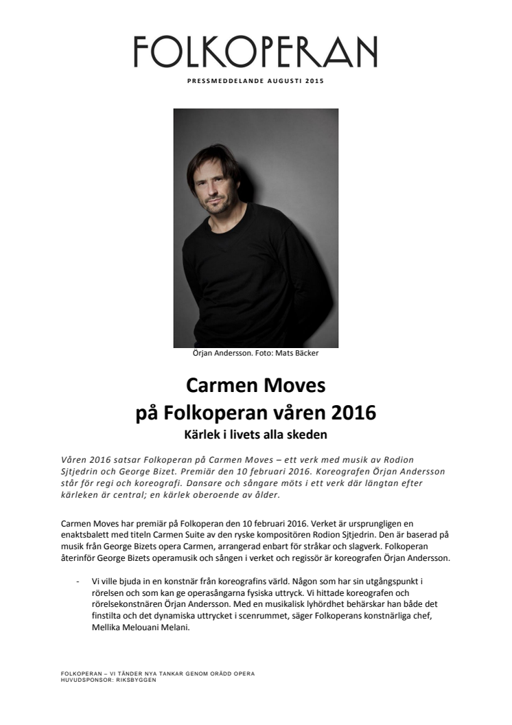 Carmen Moves på Folkoperan våren 2016