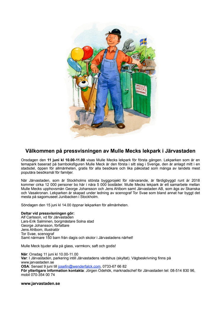 Välkommen på pressvisningen av Mulle Mecks lekpark i Järvastaden