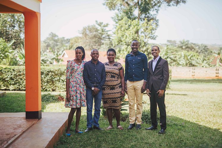 The Non-Violence Project Uganda's Head office team with Country Director Eddy Balina.