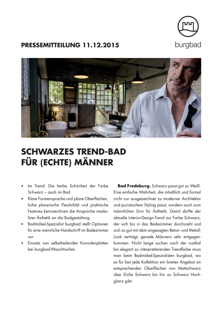 Schwarzes Trend-Bad für (echte) Männer