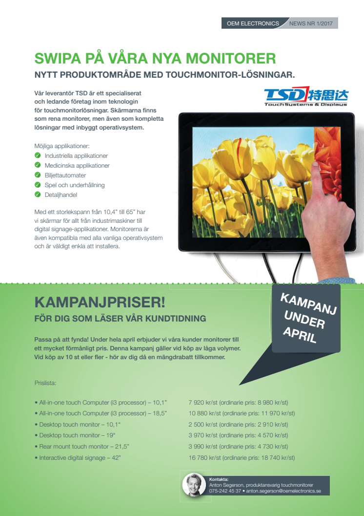 Swipa på våra nya monitorer - Nytt produktområde med touchmonitor-lösningar.