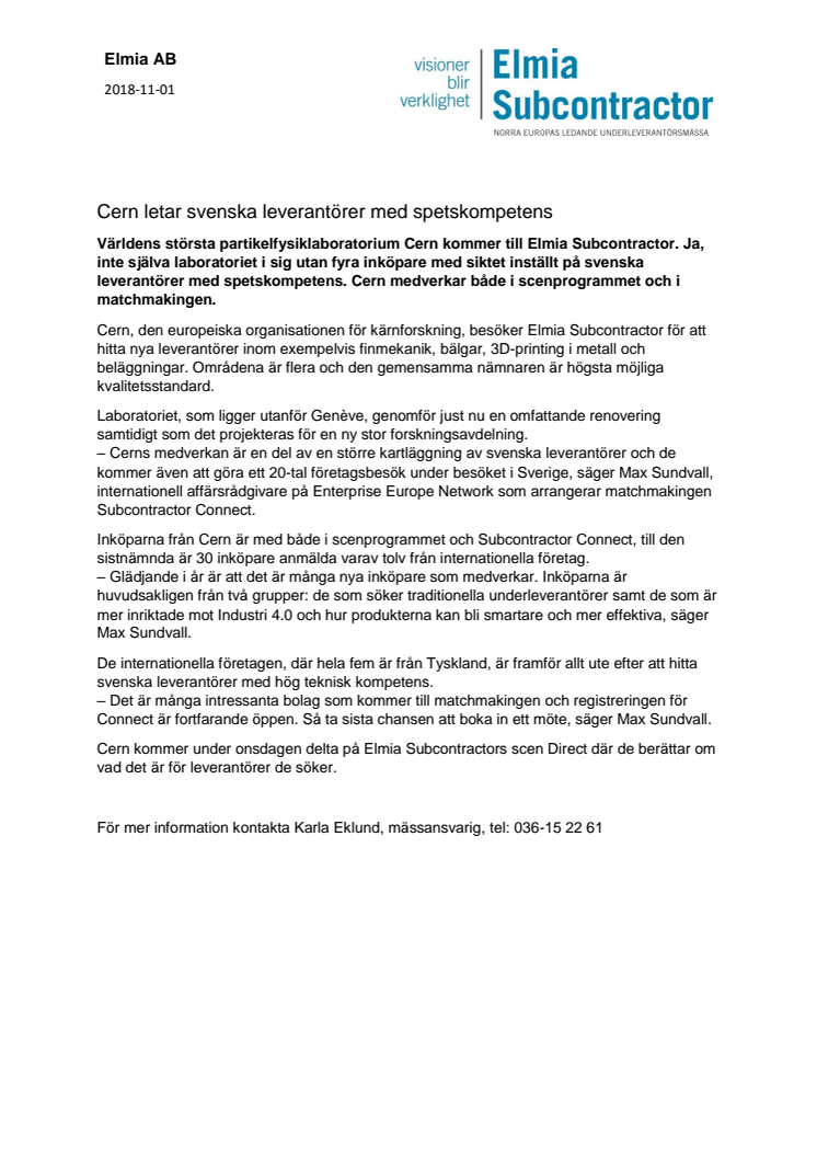 Cern letar svenska leverantörer med spetskompetens