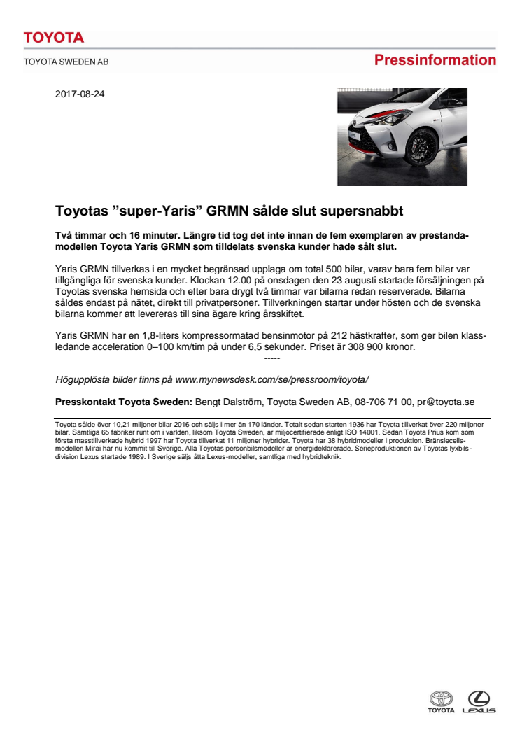 Toyotas ”super-Yaris” GRMN sålde slut supersnabbt
