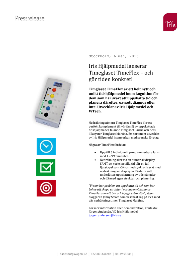 Iris Hjälpmedel lanserar Timeglaset TimeFlex – och gör tiden konkret!