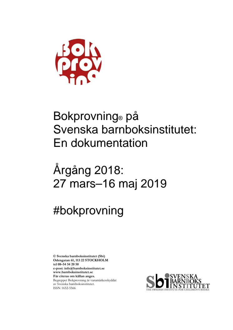 Bokprovning Dokumentation 2019