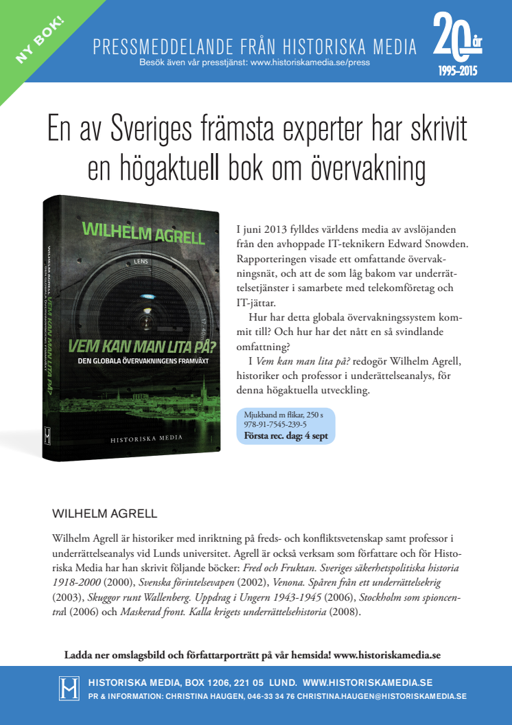 En av Sveriges främsta experter har skrivit en högaktuell bok om övervakning