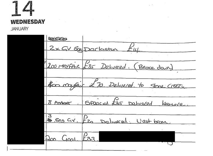 An extract from the diary/sales ledger detailing tobacco sales and deliveries 