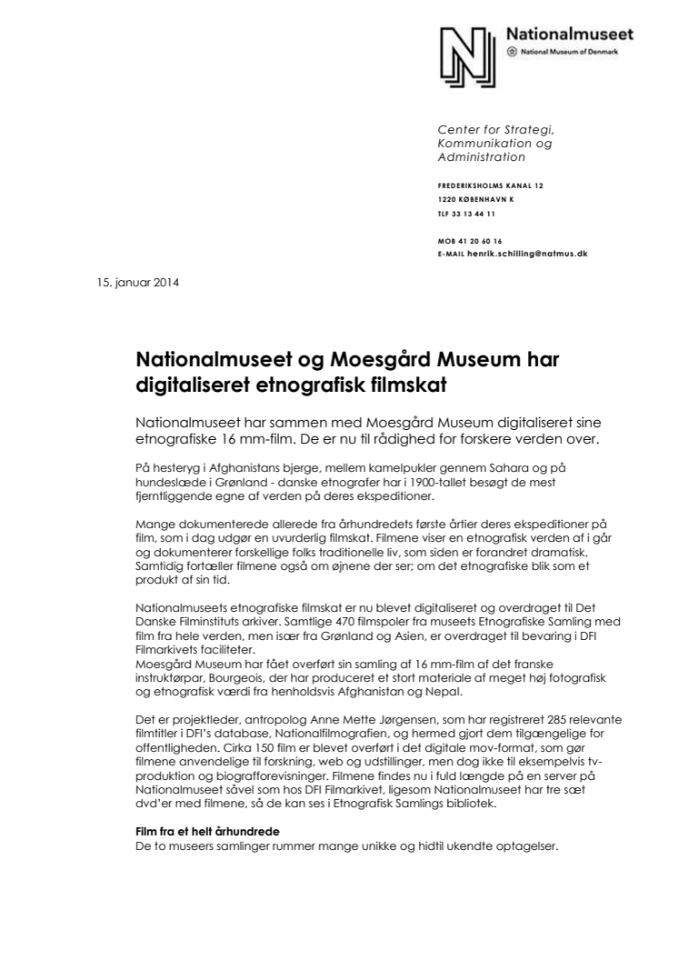 Nationalmuseet og Moesgård Museum har digitaliseret etnografisk filmskat