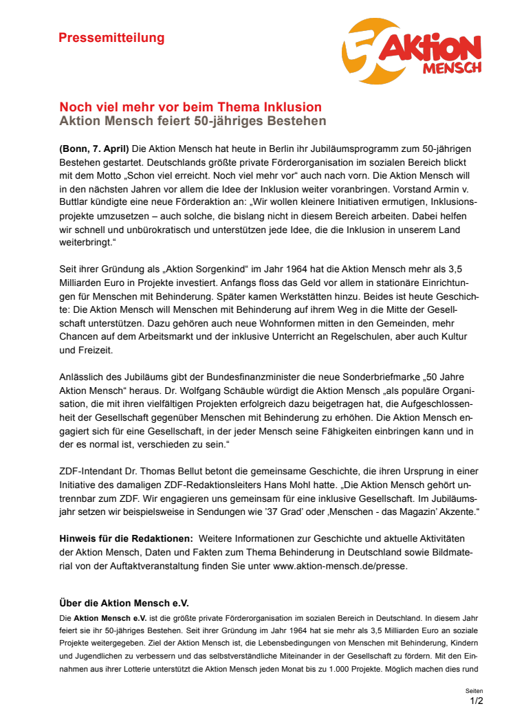 Pressemitteilung "Noch viel mehr vor beim Thema Inklusion"