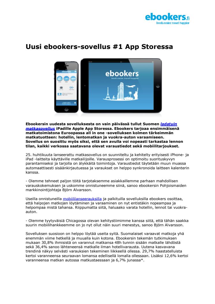 Uusi ebookers-sovellus #1 App Storessa