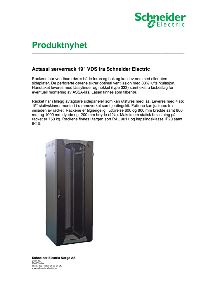 Actassi serverrack 19" VDS 