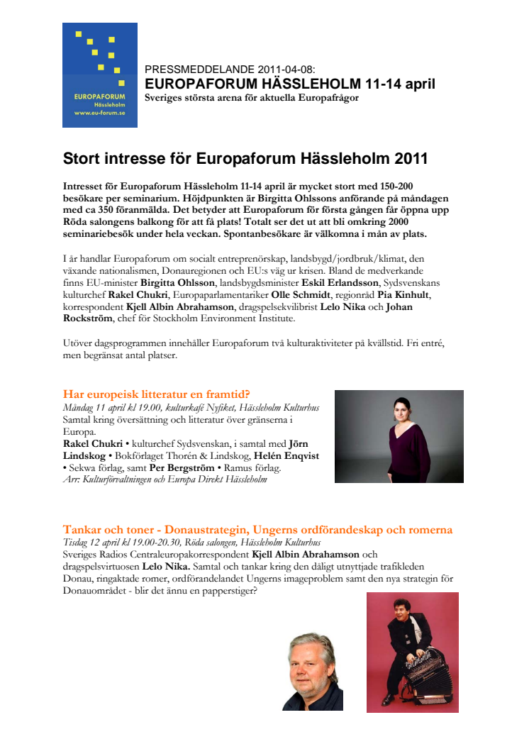 Stort intresse för Europaforum Hässleholm 2011