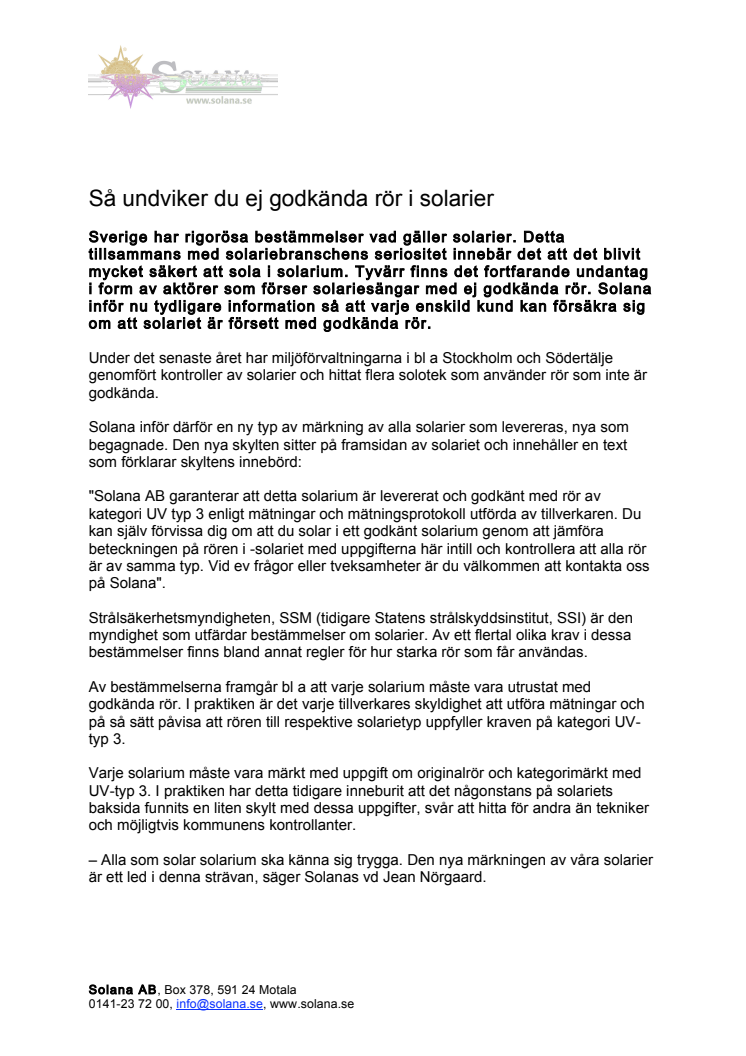 Så undviker du ej godkända rör i solarier