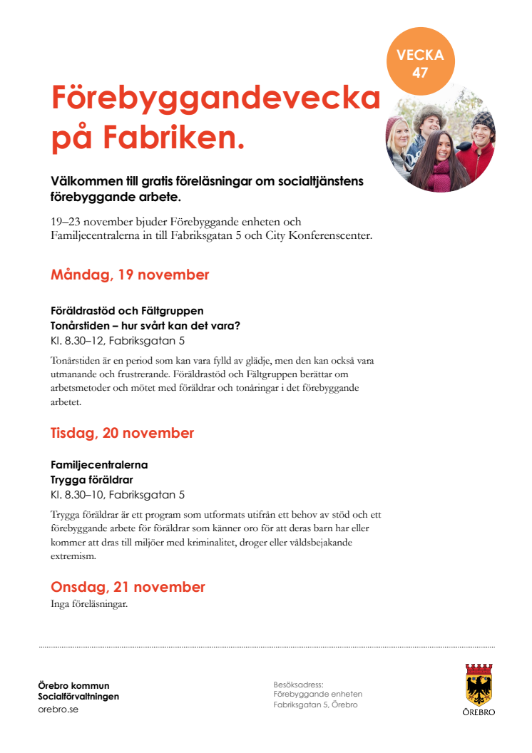 Program Förebyggandeveckan 2018