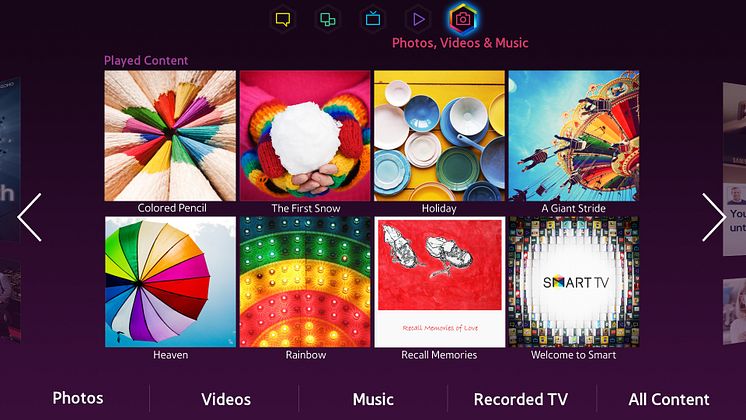 Samsung smart hub - foto, video og musikk