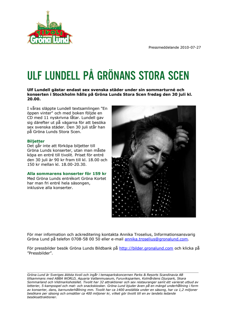 Ulf Lundell på Grönans Stora Scen