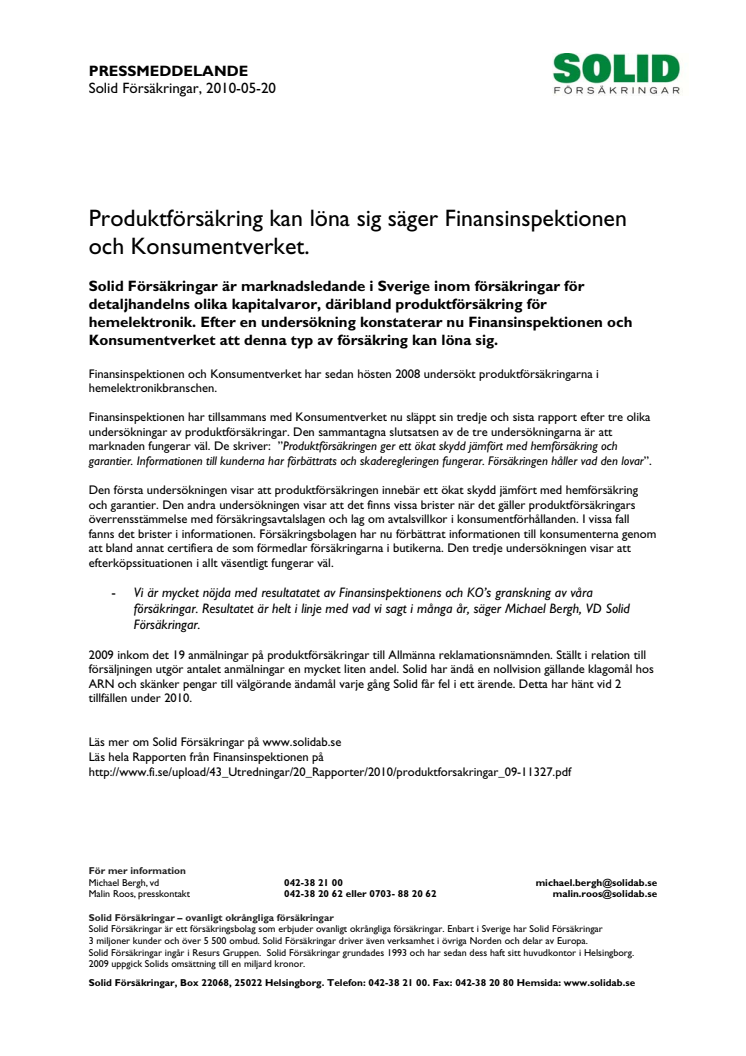 Produktförsäkring kan löna sig säger Finansinspektionen och Konsumentverket