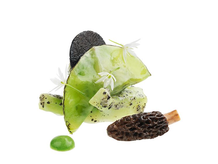 Tryffelglaserad broccoli med spetskål och murklor