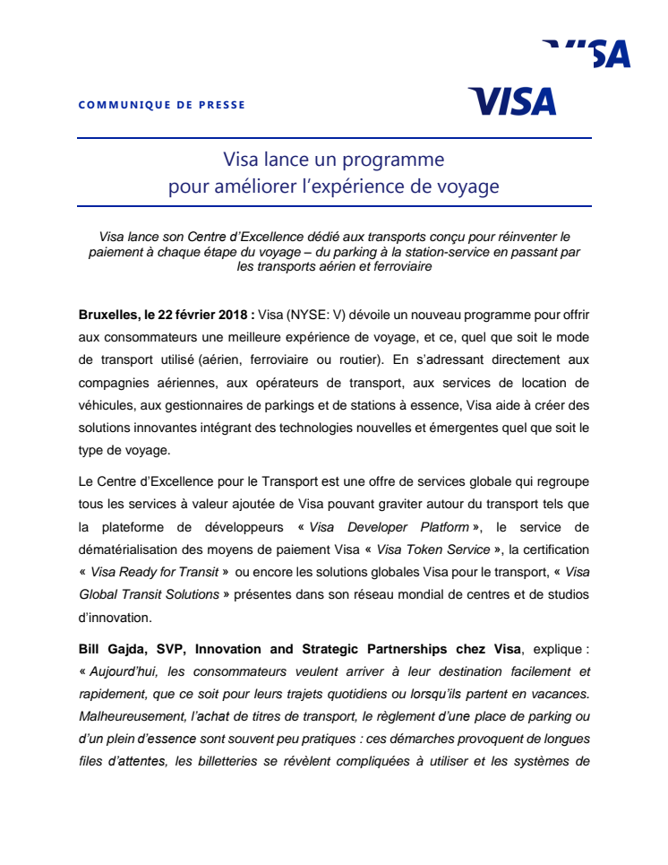 Visa lance un programme pour améliorer l’expérience de voyage