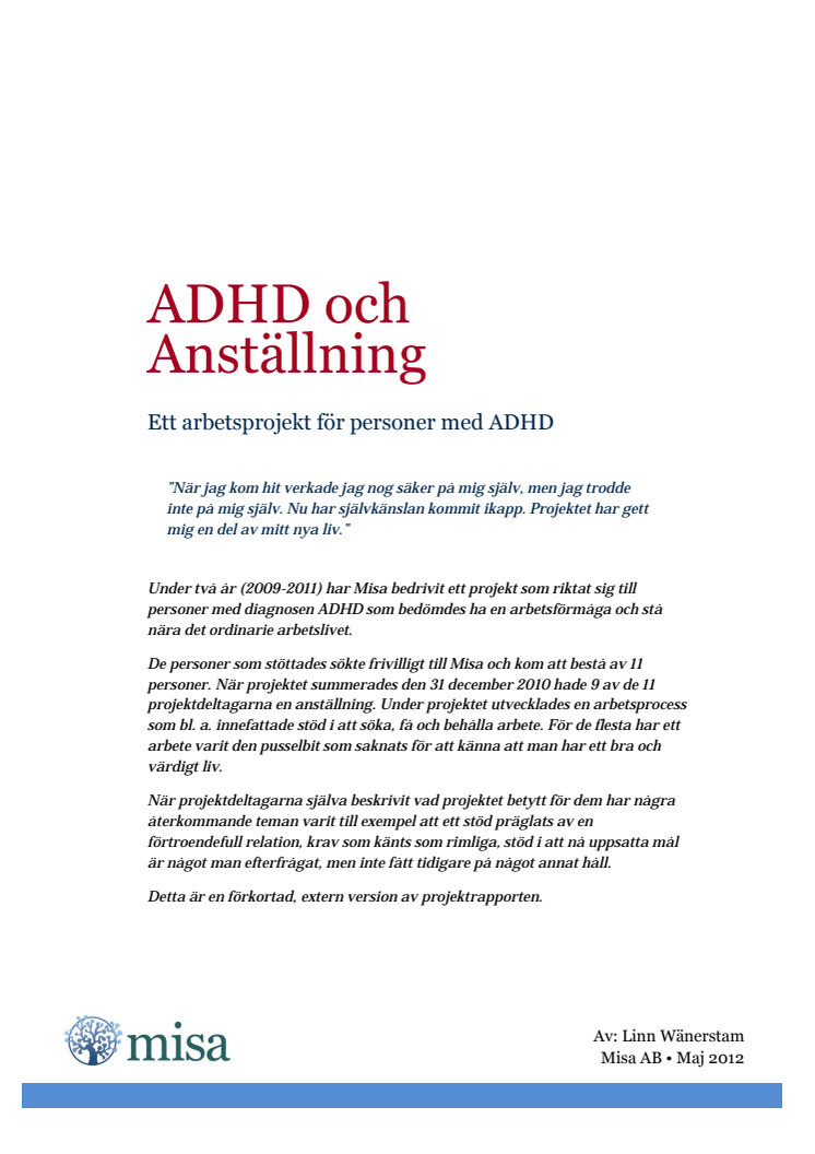 Projektrapport ADHD och Anställning