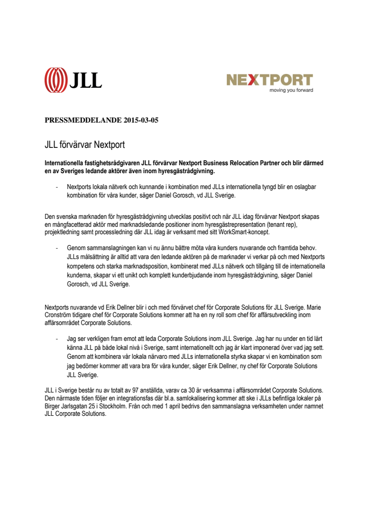 JLL förvärvar Nextport 