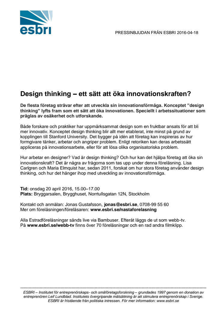 Design thinking – ett sätt att öka innovationskraften?