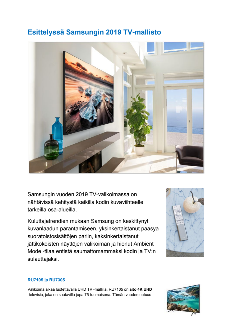  Samsung esittelee tämän vuoden QLED-TV-valikoimansa European Forum -tapahtumassa
