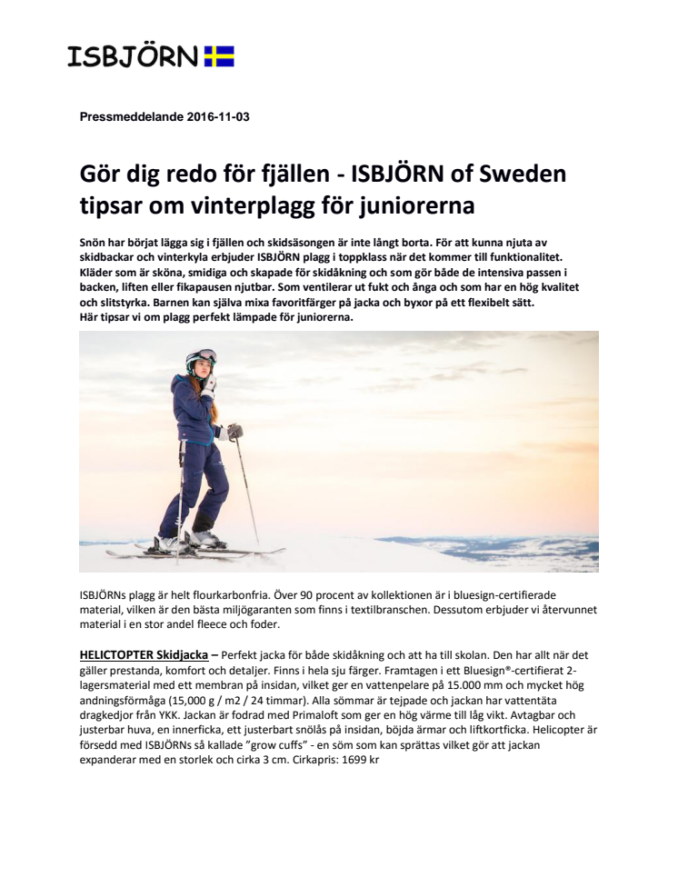 Gör dig redo för fjällen - ISBJÖRN of Sweden tipsar om vinterplagg för juniorerna