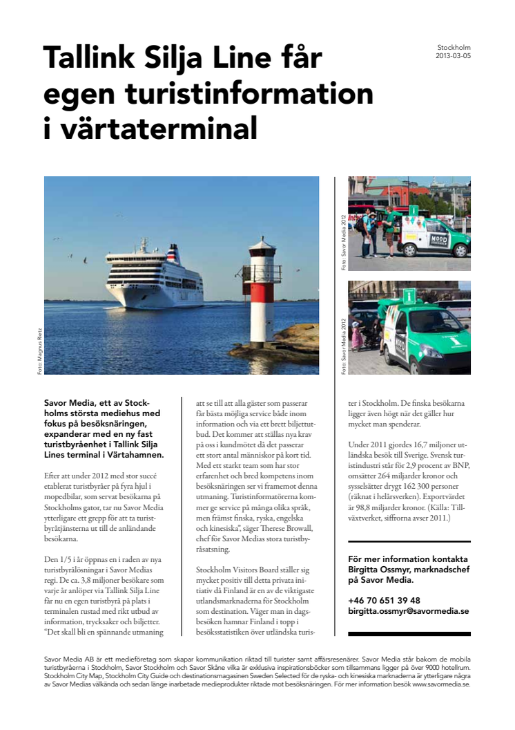Tallink Silja Line får egen turistinformation i Värtaterminalen