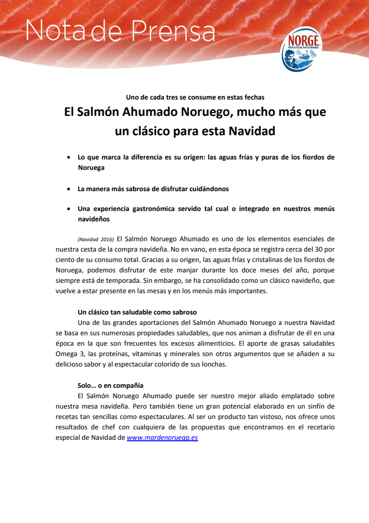 El Salmón Ahumado Noruego, mucho más que un clásico para esta Navidad