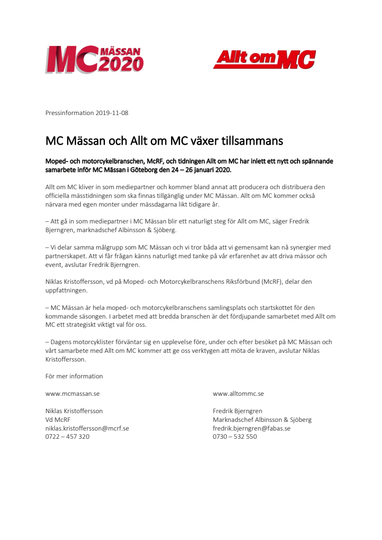 MC Mässan och Allt om MC växer tillsammans