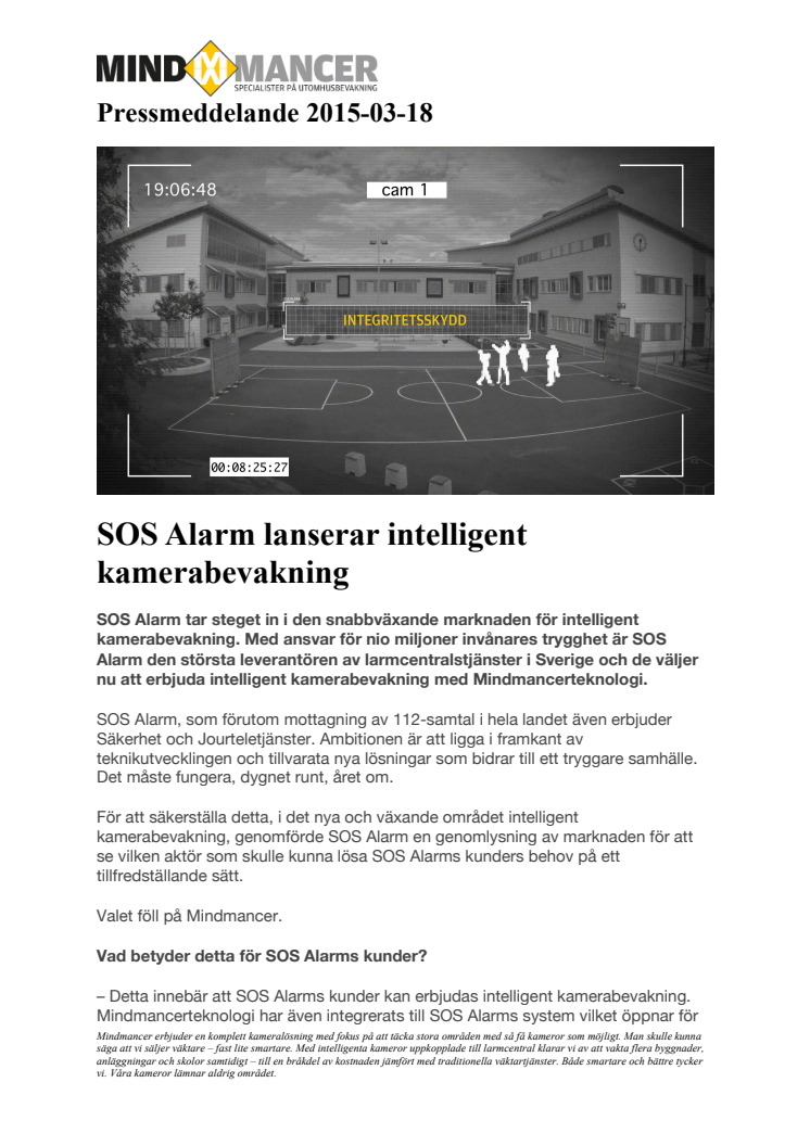 SOS Alarm lanserar intelligent kamerabevakning