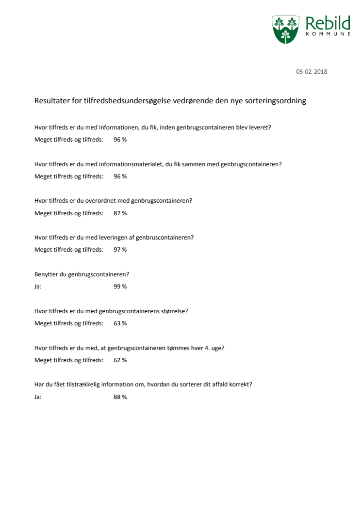 Resultat af brugerundersøgelse - affaldssortering