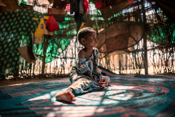CH1697108_Three-year-old Maryan, who suffers from malnutrition, at her home in a drought-hit village in Garissa County, northern Kenya.