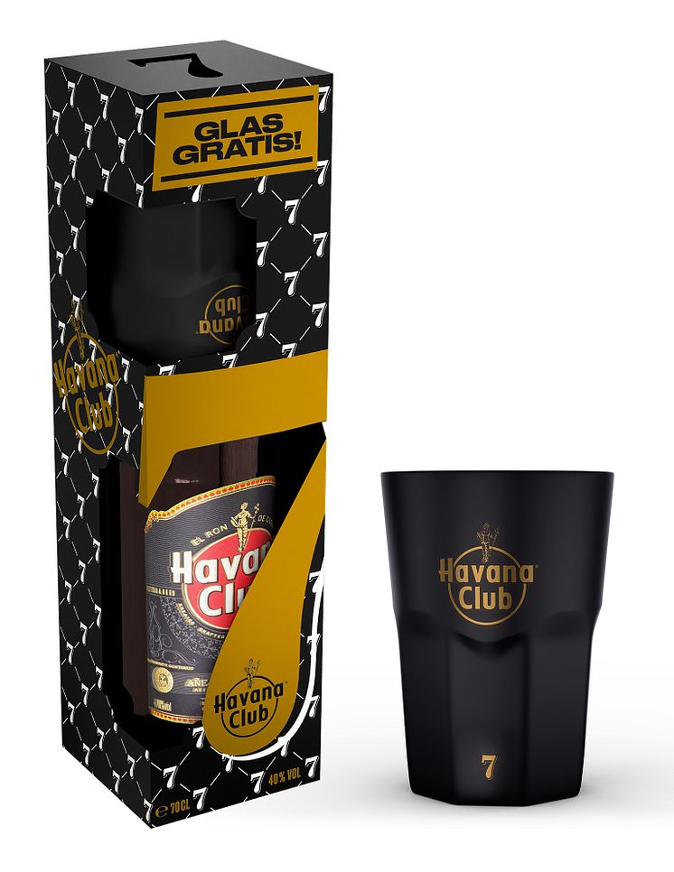 Havana Club 7Y mit schwarz-goldenem Sammelglas