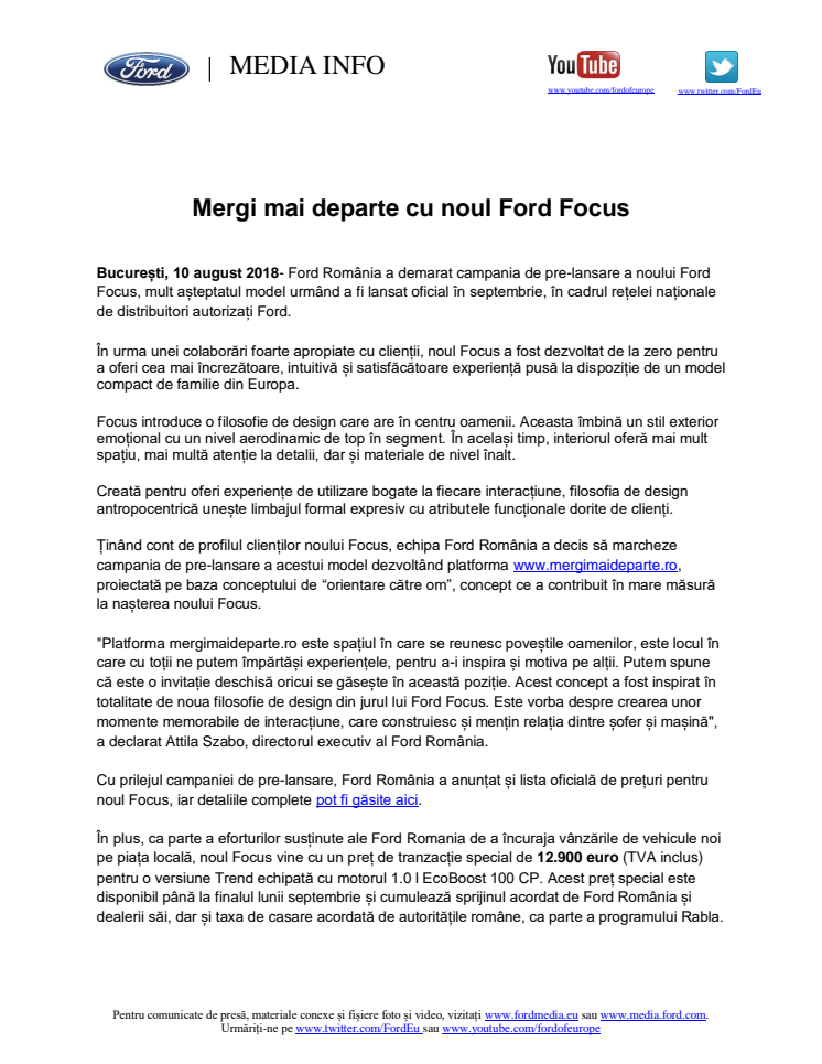 Mergi mai departe cu noul Ford Focus