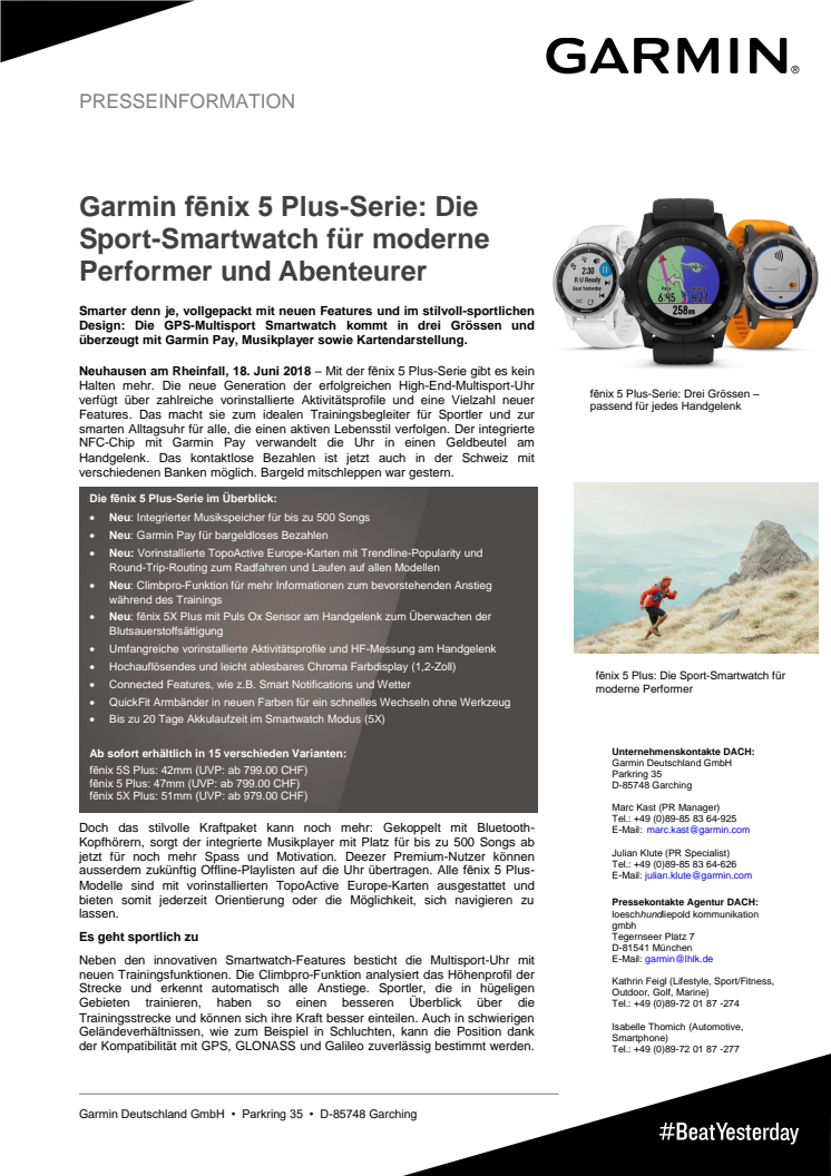 Garmin fēnix 5 Plus-Serie: Die Sport-Smartwatch für moderne Performer und Abenteurer 