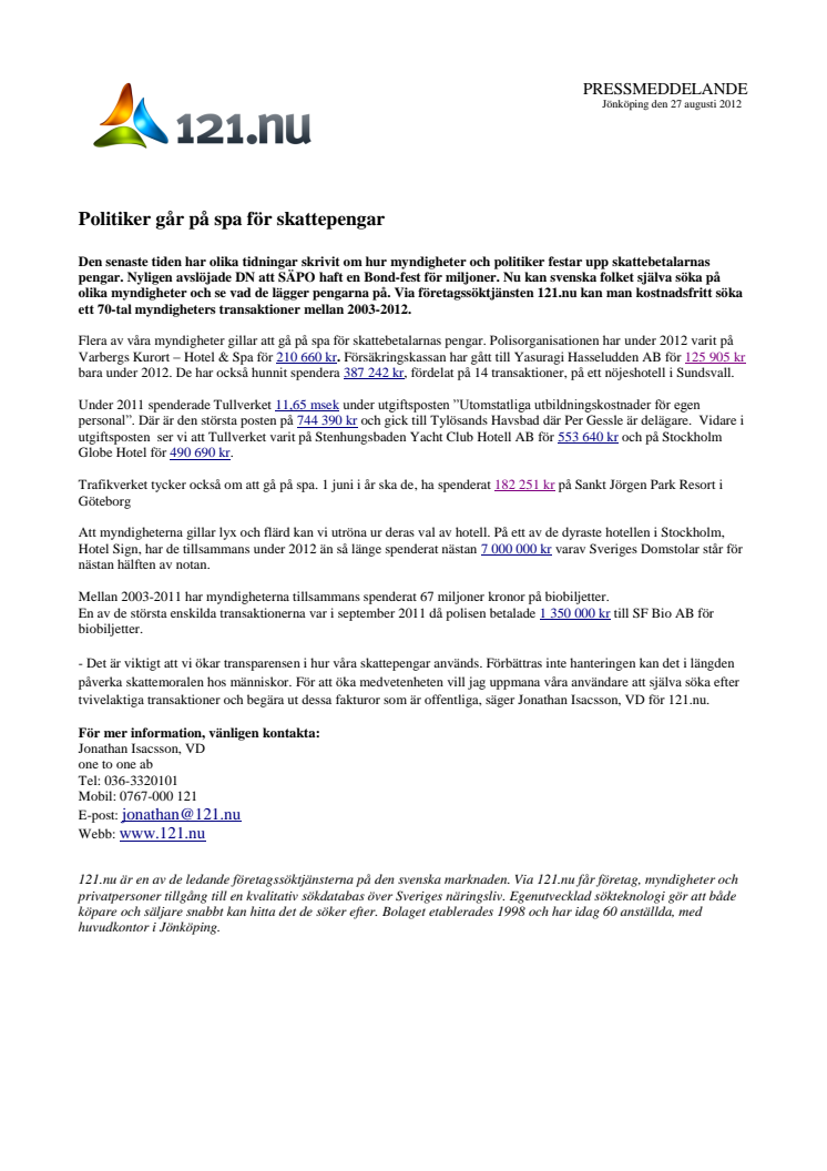 Politiker går på spa för skattepengar