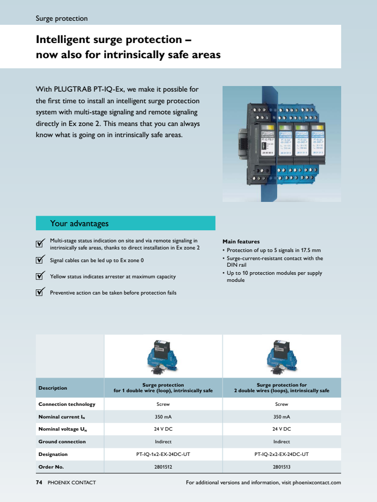 Översikt Explosionsskyddade transientskydd PT-IQ